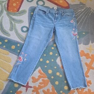 J. Crew Light Blue Embroidered Slim Fit Boyfriend Jeans